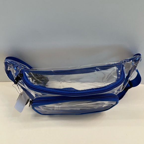 Clear/ Transparent Belt Bag/ Waist Bag- Blue Accents - Picture 8 of 11
